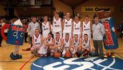 4 May 2001; The De La Salle College team after the Cadbury's Time Out All Ireland Under 19 'A' Schoolboys Final match between De La Salle College, Waterford and St Fintan's High School, Sutton, at the National Basketball Arena in Tallaght, Dublin. Photo by Brendan Moran/Sportsfile