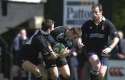 5 May 2001; Maurice Lawlor of Shannon is tackled by Brad Free of Ballymena during the AIB All-Ireland League Division 1 match between Ballymena and Shannon at Ballymena Rugby Club in Antrim. Photo by Matt Browne/Sportsfile