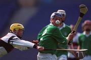 5 May 2001; Seamus Stack of St Colman's clears under pressure from Cathal Connolly of Gort Community School during the All-Ireland Colleges Senior 'A' Final match between Gort Community School and St Colman's Fermoy at Croke Park in Dublin. Photo by Ray McManus/Sportsfile