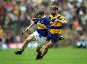 6 May 2001; Mark O'Leary of Tipperary in action against Gerry Quinn of Clare during the Allianz National Hurling League Final match between Tipperary and Clare at the Gaelic Grounds in Limerick. Photo by Ray McManus/Sportsfile