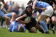 6 May 2001; Mutu Ngarimu of Young Munster, is tackled by Paul Neville, left, and David Wallace of Garryowen during the AIB All-Ireland League Division 1 match between Garryowen RFC and Young Munster RFC at Tom Clifford Park in Dooradoyle, Limerick. Photo by Brendan Moran/Sportsfile