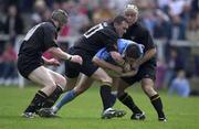 6 May 2001; Cian Foley of Garryowen is tackled by Young Munster players, from left, Kieran Gallagher, Mick Lynch and Mike Mullins during the AIB All-Ireland League Division 1 match between Garryowen RFC and Young Munster RFC at Tom Clifford Park in Dooradoyle, Limerick. Photo by Brendan Moran/Sportsfile