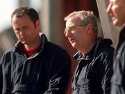 6 May 2001; A disappointed Shelbourne manager, Dermot Keely, right, with his assistant Alan Mathews, after the final whistle at the Eircom League Premier Division match between Shelbourne and Cork City at Tolka Park in Dublin. Photo by David Maher/Sportsfile