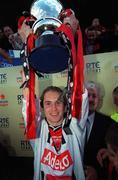 6 May 2001; Bohemians captain Kevin Hunt lifts the eircom league trophy after the eircom League Premier Division match between Kilkenny City and Bohemians at Buckely Park in Kilkenny. Photo by Matt Browne/Sportsfile