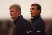 28 April 2001; Galway manager Noel Lane, left, and selector John Connolly during the Allianz GAA National Hurling League Division 1 Semi-Final match between Galway and Tipperary at Cusack Park in Ennis, Clare. Photo by Brendan Moran/Sportsfile