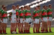 29 April 2001; Mayo players stand for the National Anthem before the Allianz GAA National Football League Division 1 Final match betweem Mayo and Galway at Croke Park in Dublin. Photo by Ray McManus/Sportsfile