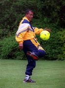 11 May 2001; Brazilian soccer legend Jairzinho flew into Dublin today to start a ten day Irish tour to launch and promote the 2001 Samba Soccer School Coaching programme throughout the country. Photo by Damien Eagers/Sportsfile