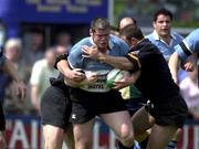 12 May 2001; Peter Bracken of Galwegians is tackled by Martin Cahill of Buccaneers during the AIB All-Ireland League Division 1 match between Galwegians and Buccaneers at Crowley Park in Galway. Photo by Damien Eagers/Sportsfile