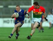 13 May 2001; Tommy Gill of Wicklow in action against Val Fleming of Carlow during the Bank of Ireland Leinster Senior Football Championship First Round match between Carlow and Wicklow at St Conleth's Park in Newbridge, Kildare. Photo by Matt Browne/Sportsfile