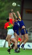 13 May 2001; John McGrath of Carlow, 8, contests possession with Darren Coffey and Barry Sheehan, 9, of Wicklow during the Bank of Ireland Leinster Senior Football Championship First Round match between Carlow and Wicklow at St Conleth's Park in Newbridge, Kildare. Photo by Matt Browne/Sportsfile