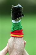 29 April 2001; A Carlow player stretches before the Guinness Leinster Senior Hurling Championship Preliminary Round match between Carlow and Laois at Dr Cullen Park in Carlow. Photo by Damien Eagers/Sportsfile