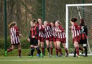 15 March 2016; NUI Galway players celebrate after Jennifer Byrne, fourth from right, scored their side's late equaliser. WSCAI Premier Division Final, IT Carlow v NUI Galway, University of Limerick, Limerick. Picture credit: Sam Barnes / SPORTSFILE