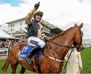 16 March 2016; Ruby Walsh celebrates after winning the Neptune Investment Management Novices’ Hurdle Race on Yorkhill. Prestbury Park, Cheltenham, Gloucestershire, England. Picture credit: Seb Daly / SPORTSFILE