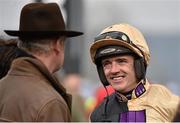 16 March 2016; Ruby Walsh talks to Trainer Willie Mullins after winning the Neptune Investment Management Novices’ Hurdle Race on Yorkhill. Prestbury Park, Cheltenham, Gloucestershire, England. Picture credit: Cody Glenn / SPORTSFILE