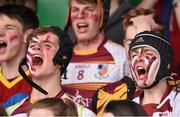 16 March 2016; Colaiste Iognaid supporters cheer on their team. 2016 Top Oil Schools Senior Cup Final, Colaiste Iognaid v Garbally College, The Sportsground, College Road, Galway. Picture credit: David Maher / SPORTSFILE