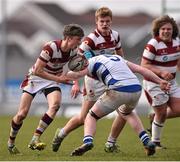 16 March 2016; Jasper Byrne, Colaiste Iognaid, is tackled by Stephen Grenham, Garbally College. 2016 Top Oil Schools Senior Cup Final, Colaiste Iognaid v Garbally College, The Sportsground, College Road, Galway. Picture credit: David Maher / SPORTSFILE