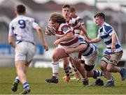 16 March 2016; Gary Keane, Colaiste Iognaid, is tackled by Cormac Coffey, left, and Ciaran Tumulty, Garbally College. 2016 Top Oil Schools Senior Cup Final, Colaiste Iognaid v Garbally College, The Sportsground, College Road, Galway. Picture credit: David Maher / SPORTSFILE