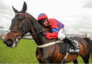 16 March 2016; Nico de Boinville celebrates after winning the The Betway Queen Mother Champion Steeple Chase on Sprinter Sacre. Prestbury Park, Cheltenham, Gloucestershire, England. Picture credit: Seb Daly / SPORTSFILE