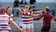 16 March 2016; Colaiste Iognaid captain Morgan Codyre celebrates with team-mates at the final whistle. 2016 Top Oil Schools Senior Cup Final, Colaiste Iognaid v Garbally College, The Sportsground, College Road, Galway. Picture credit: David Maher / SPORTSFILE