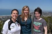 16 March 2016; Visiting Mount Soledad during a tour of the city of San Diego are, from left, Tracey Rivera, President, Na Fianna Ladies GAC, San Diego, Roisin Phelan, Cork, and Cora Courtney, Monaghan. TG4 Ladies Football All-Star Tour. San Diego, California, USA. Picture credit: Brendan Moran / SPORTSFILE