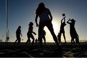 16 March 2016; Members of the TG4 All Stars playing volleyball during beachside activities on Coronado Beach on Coronado Island. TG4 Ladies Football All-Star Tour. San Diego, California, USA.  Picture credit: Brendan Moran / SPORTSFILE