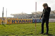 17 March 2016; Adrian Baker, from Warwick, Warwickshire, sets up the photo-finish mirror ahead of Day 3 at the Cheltenham Festival 2016. Prestbury Park, Cheltenham, Gloucestershire, England. Picture credit: Seb Daly / SPORTSFILE