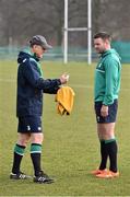 17 March 2016; Ireland head coach Joe Schmidt with Fergus McFadden, right, during squad training. Carton House, Maynooth, Co. Kildare. Picture credit: David Maher / SPORTSFILE