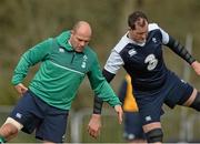 17 March 2016; Ireland's Rory Best and Devin Toner, during squad training. Carton House, Maynooth, Co. Kildare. Picture credit: David Maher / SPORTSFILE
