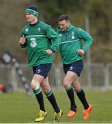 17 March 2016; Ireland's Jonathan Sexton and Fergus McFadden, during squad training. Carton House, Maynooth, Co. Kildare. Picture credit: David Maher / SPORTSFILE
