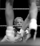 6 March 2010; Former olympian and Irish boxing legend Mick Dowling watches on as his son Stephen, Mount Tallant, boxes against James Nolan, St John Bosco Belfast, during their men's novice 57kg final. Men's Novice National Championships 2010 Finals - Saturday Afternoon Session, National Stadium, Dublin. Picture credit: Stephen McCarthy / SPORTSFILE