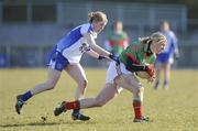 7 March 2010; Cora Staunton, Mayo, in action against Yvonne Connell, Monaghan. Bord Gais Energy Ladies National Football League Division 1 Round 4, Monaghan v Mayo Emyvale, Co. Monaghan. Picture credit: Oliver McVeigh / SPORTSFILE