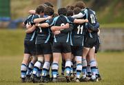 3 March 2010; The Castletroy team gather together in a huddle before the game. Avonmore Munster Rugby Schools Senior Cup Semi-Final, Rockwell v Castletroy College, Clanwilliam Park, Tipperary Town, Tipperary. Picture credit: Diarmuid Greene / SPORTSFILE