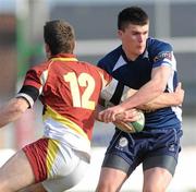 10 March 2010; David Butler, Sligo Grammar School, in action against Bryan Dixon, Colaiste Iognaid, Galway. Connacht Tribune Senior Schools Rugby Cup Final, Sligo Grammar School v Colaiste Iognaid, Galway, Sportsground, Galway. Picture credit: Ray Ryan / SPORTSFILE