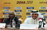 11 March 2010; IAAF President Lamine Diack with H.E. Sheikh Saoud Bin Abdulrahman Al Thani during a press conference ahead of the 13th IAAF World Indoor Athletics Championships. Qatar Olympic Council Building, Doha, Qatar. Picture credit: Pat Murphy / SPORTSFILE