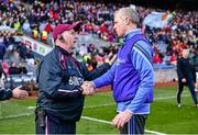 17 March 2016; Ruairí Óg manager John McKillop, left, shakes hands with Na Piarsaigh manager Shane O'Neill after the game. AIB GAA Hurling All-Ireland Senior Club Championship Final, Na Piarsaigh, Limerick, v Ruairí Óg Cushendall, Antrim. Croke Park, Dublin. Picture credit: Ramsey Cardy / SPORTSFILE