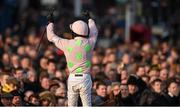 17 March 2016; Ruby Walsh salutes the crowd after winning the Trull House Stud Mares Novices' Hurdle on Limini. Prestbury Park, Cheltenham, Gloucestershire, England. Picture credit: Cody Glenn / SPORTSFILE
