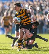 17 March 2016; James Hume, RBAI , is tackled by Malcolm Corry, Campbell College. Danske Bank Ulster Schools' Cup Final, RBAI v Campbell College, Kingspan Stadium, Ravenhill Park, Belfast. Picture credit: John Dickson / SPORTSFILE