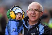 17 March 2016; Seven month old Fionan Gormley and his granddad Timmy O'Connor celebrate after the game. AIB GAA Hurling All-Ireland Senior Club Championship Final, Na Piarsaigh, Limerick, v Ruairí Óg Cushendall, Antrim. Croke Park, Dublin. Picture credit: Ray McManus / SPORTSFILE