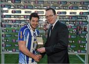 17 March 2016; Pictured is Tom Kinsella, Chief Marketing Officer, AIB, presenting Bob Dwan, Ballyboden St Endas, with the Man of the Match award for his outstanding performance in the AIB GAA Senior Football Club Championship Final, Ballyboden St Enda’s vs Castlebar Mitchels in Croke Park on St Patrick’s Day. For exclusive content and to see why AIB are backing Club and County follow us @AIB_GAA and on Facebook at Facebook.com/AIBGAA. AIB GAA Football All-Ireland Senior Club Championship Final, Ballyboden St Endas v Castlebar Mitchels, Croke Park, Dublin. Picture credit: Stephen McCarthy / SPORTSFILE