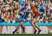 17 March 2016; Aran Waters, Ballyboden St Endas, is tackled by Tom Cunniffe, Castlebar Mitchels, resulting in a penalty. AIB GAA Football All-Ireland Senior Club Championship Final, Ballyboden St Endas, Dublin, v Castlebar Mitchels, Mayo. Croke Park, Dublin. Picture credit: Stephen McCarthy / SPORTSFILE
