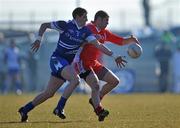 7 March 2010; Kevin Hughes, Tyrone, in action against Darren Hughes, Monaghan. Allianz GAA Football National League, Division 1, Round 3, Monaghan v Tyrone, Inniskeen GAA Grounds, Inniskeen, Co. Monaghan. Picture credit: Brian Lawless / SPORTSFILE