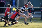 11 March 2010; Cathal O'Flaherty, PBC, is tackled by Darren Ryan, St Munchins. Avonmore Munster Rugby Schools Senior Cup, Semi-Final Replay, PBC v St Munchins, Mardyke, Cork. Picture credit: Matt Browne / SPORTSFILE