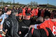 7 March 2010; The Tyrone team form a huddle before the match. Allianz GAA Football National League, Division 1, Round 3, Monaghan v Tyrone, Inniskeen GAA Grounds, Inniskeen, Co. Monaghan. Picture credit: Brian Lawless / SPORTSFILE