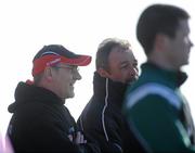 7 March 2010; Tyrone Manager Mickey Harte, left, with selector Tony Donnelly. Allianz GAA Football National League, Division 1, Round 3, Monaghan v Tyrone, Inniskeen GAA Grounds, Inniskeen, Co. Monaghan. Picture credit: Brian Lawless / SPORTSFILE