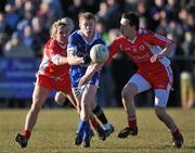 7 March 2010; Colin Walshe, Monaghan, in action against Owen Mulligan, left, and Colm Cavanagh, Tyrone. Allianz GAA Football National League, Division 1, Round 3, Monaghan v Tyrone, Inniskeen GAA Grounds, Inniskeen, Co. Monaghan. Picture credit: Brian Lawless / SPORTSFILE