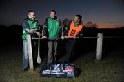 11 March 2010; Ballyhale Shamrocks captain Eamonn Walsh, centre, with team-mates James 'Cha' Fitzpatrick, left, and Aidan Cummins, ahead of an AIB GAA Club Championship Finals press conference. Ballyhale Shamrocks will take on Portumna in the AIB GAA Hurling Senior Championship Final on St. Patrick's Day, 17th March, in Croke Park. Ballyhale, Kilkenny. Picture credit: Brian Lawless / SPORTSFILE