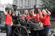 12 March 2010; Welsh rugby supporters, from left, Sarah Scarpato, Sakki Peake, Tracey Blackmore, Danielle Hadfield and Sian Barts in Dublin for RBS Six Nations Rugby Championship. Grafton Street, Dublin. Photo by Sportsfile