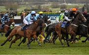 18 March 2016; Jockey Wayne Hutchinson falls from Montbazon during the Vincent O'Brien County Handicap Hurdle. Prestbury Park, Cheltenham, Gloucestershire, England. Picture credit: Cody Glenn / SPORTSFILE