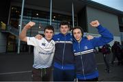 18 March 2016; Leinster supporters, from left, Cian Byrne, Pat Hickey and Sean McGrath, from Tullow RFC, ahead of the game. Guinness PRO12 Round 9 Refixture, Glasgow Warriors v Leinster. Scotstoun Stadium, Glasgow, Scotland. Picture credit: Stephen McCarthy / SPORTSFILE