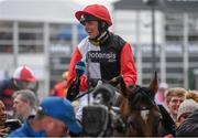 18 March 2016; Victoria Pendleton is interviewed after finishing fifth on Pacha Du Polder in the St. James’s Place Foxhunter Steeple Chase Challenge Cup. Prestbury Park, Cheltenham, Gloucestershire, England. Picture credit: Cody Glenn / SPORTSFILE